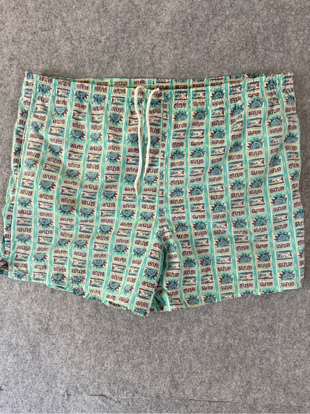 Vintage Geoffrey Beene Men's Geometric Fish Swim Trunks Size L